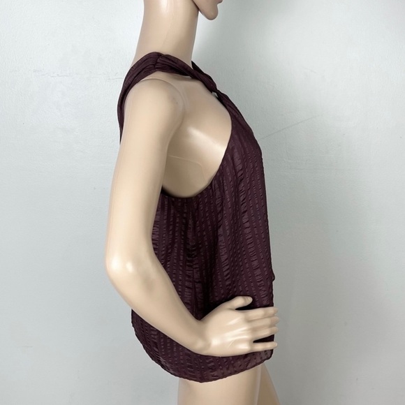 NEW FRAME PURPLE TEXTURED SILK HALTER TOP - Picture 6 of 9